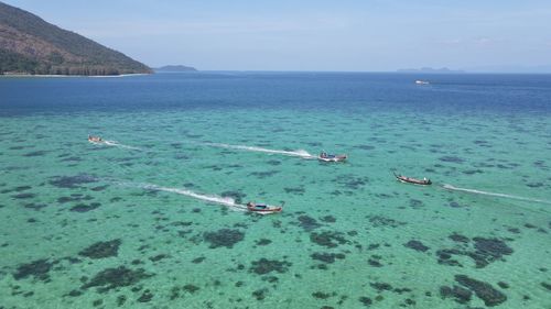 High angle view of sea against sky