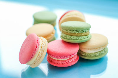 Close-up of macaroons on table