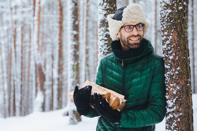 Portrait of girl in snow