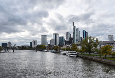 Frankfurt skyline and skyscrapers in autumn 2019