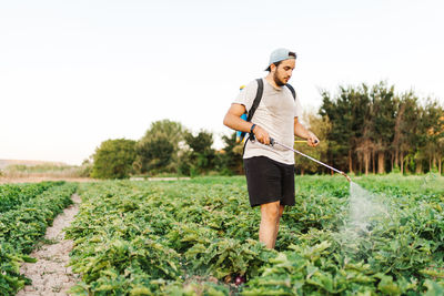 Farmer working at farm