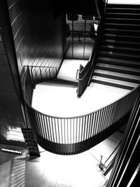 High angle view of escalator in building