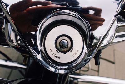 High angle view of person in bicycle