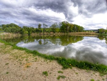 Scenic view of lake against sky