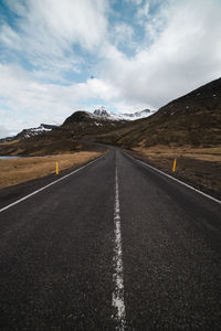 Surface level of road against sky