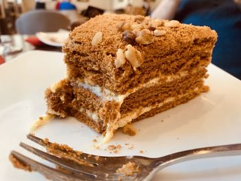 Close-up of cake in plate