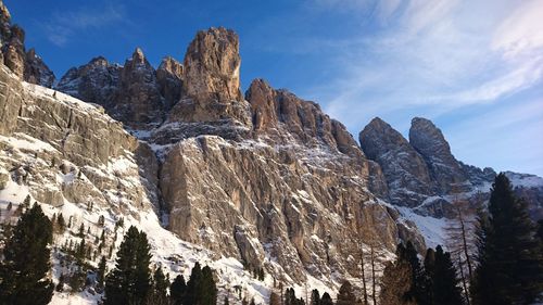 Low angle view of snow covered mountain