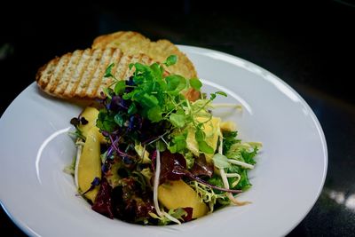 High angle view of meal served in plate