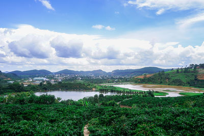 Scenic view of lake against sky