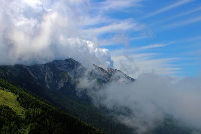 Panoramic view of majestic mountains against sky