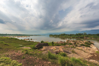 Kaeng ah hong point of view the navel of mekong river at wat ahong silawat, bueng kan, thailand.