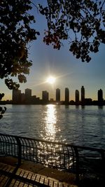 Scenic view of river at sunset