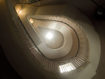 Low angle view of spiral staircase in building