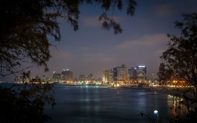 Illuminated city at night