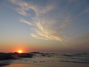 Scenic view of sunset over sea