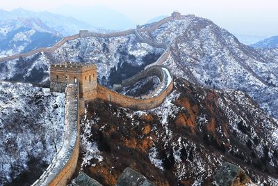 Aerial view of mountains against sky