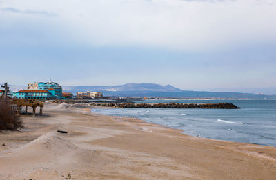 Beach and sea in bright sunlight