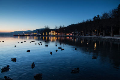 Scenic view of lake against clear sky