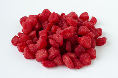 Close-up of strawberries against white background