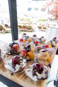 Close-up of dessert on table