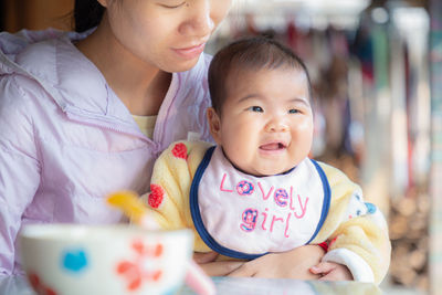 Portrait of mother and baby