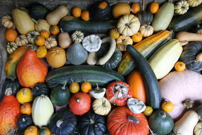 Full frame shot of pumpkins for sale in market