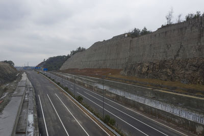 High angle view of highway against sky