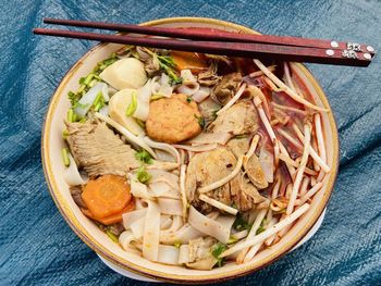 High angle view of food in bowl