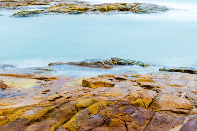 High angle view of rocks on beach