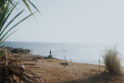 Scenic view of sea against clear sky