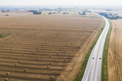 High angle view of rural landscape