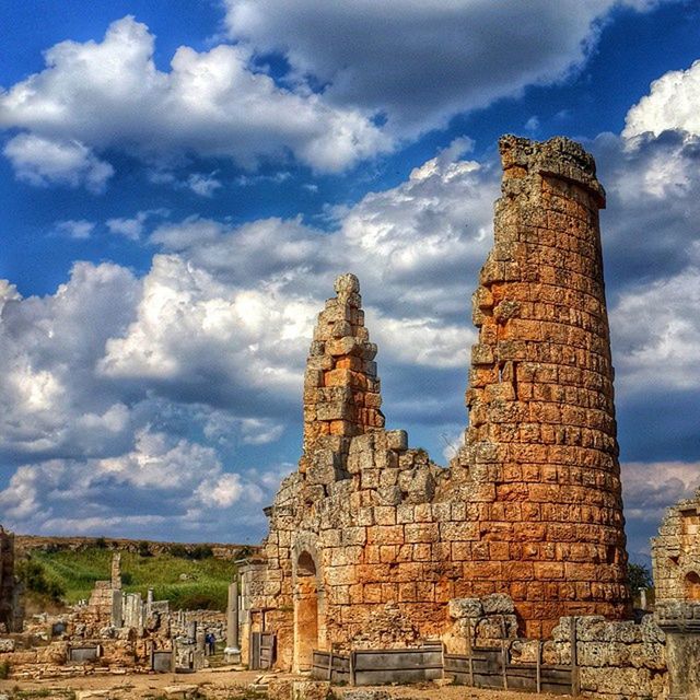 sky, old ruin, architecture, ancient, cloud - sky, built structure, history, building exterior, the past, ruined, old, ancient civilization, damaged, cloudy, archaeology, abandoned, cloud, deterioration, run-down, obsolete