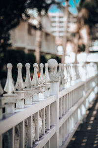 Close-up of metal fence against blurred background