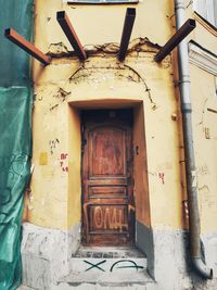 Closed door of old building