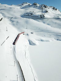 Aerial view of snow covered landscape