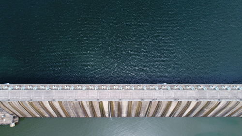 High angle view of dam on table