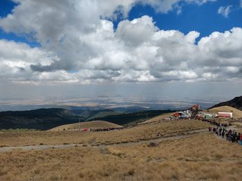 Scenic view of land against sky