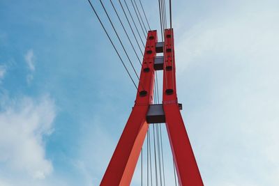 Steel hanged pedestrian bridge near university