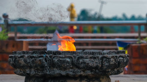 Close-up of fire hydrant against blurred background