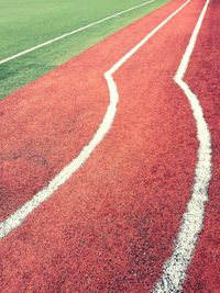 High angle view of running track