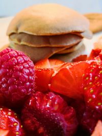 Close-up of strawberries on table