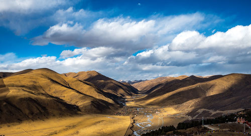 Panoramic view of arid landscape against sky