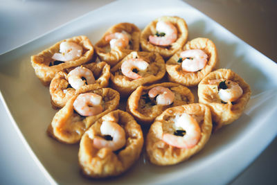 High angle view of food in plate on table