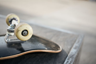 High angle view of skateboard on street