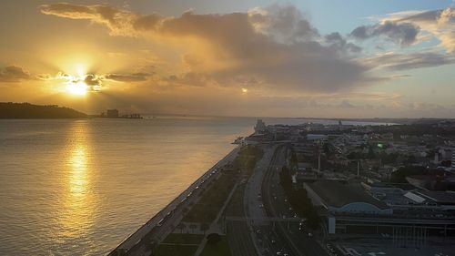 Panoramic view of sea against sky during sunset
