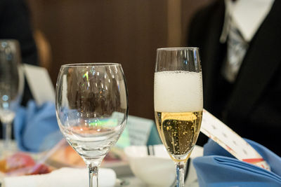 Close-up of wine glass on table in restaurant