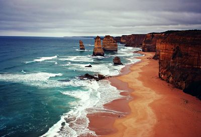 Scenic view of sea against cloudy sky