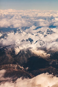 Aerial view of mountains against sky