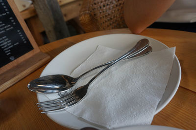 High angle view of coffee on table in restaurant