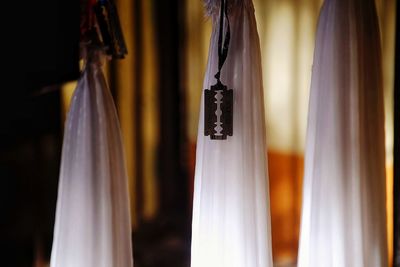 Close-up of clothes drying on clothesline